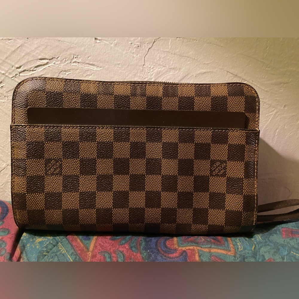 Checkered Brown Clutch